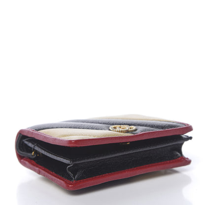 Gucci Azalea Calfskin Matelasse Diagonal Patchwork Torchon GG Marmont Card Case Wallet Black Beige Romantic Cerise 4 of 7