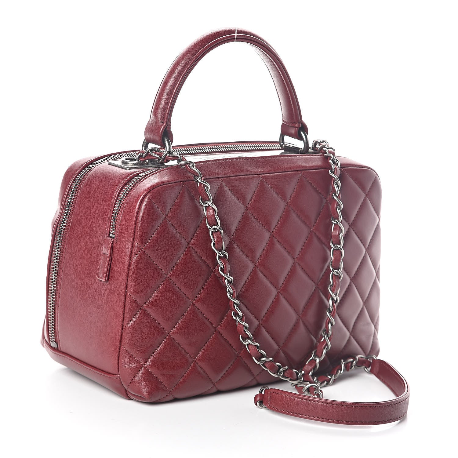 Chanel Lambskin Quilted Medium Trendy CC Bowling Bag Dark Red 3 of 10