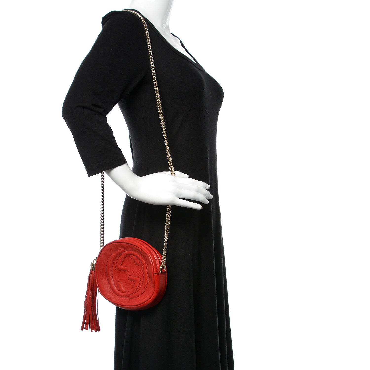 Gucci Pebbled Calfskin Mini Soho Chain Bag Tabasco Red 2 of 11