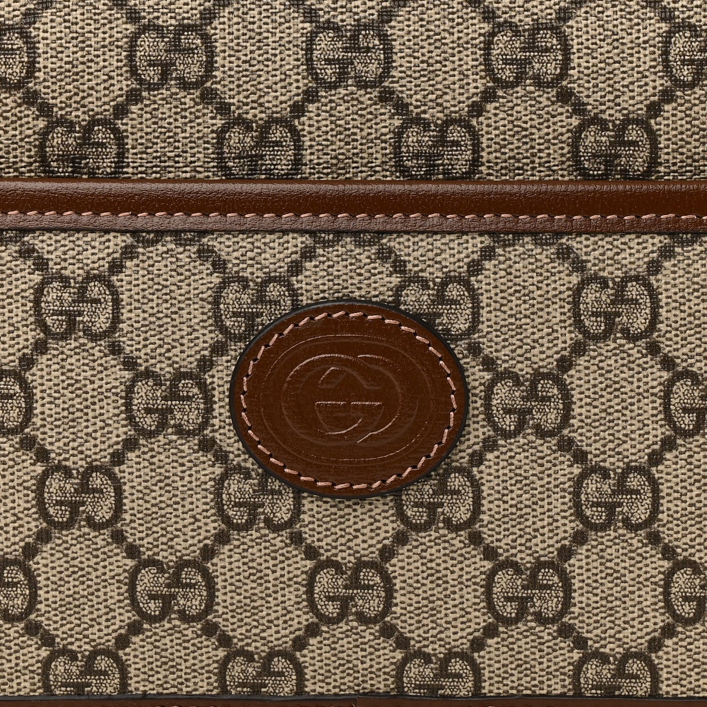 GG Supreme Monogram Azalea Calfskin Mini Retro Interlocking G Shoulder Bag Beige Ebony Brown Sugar