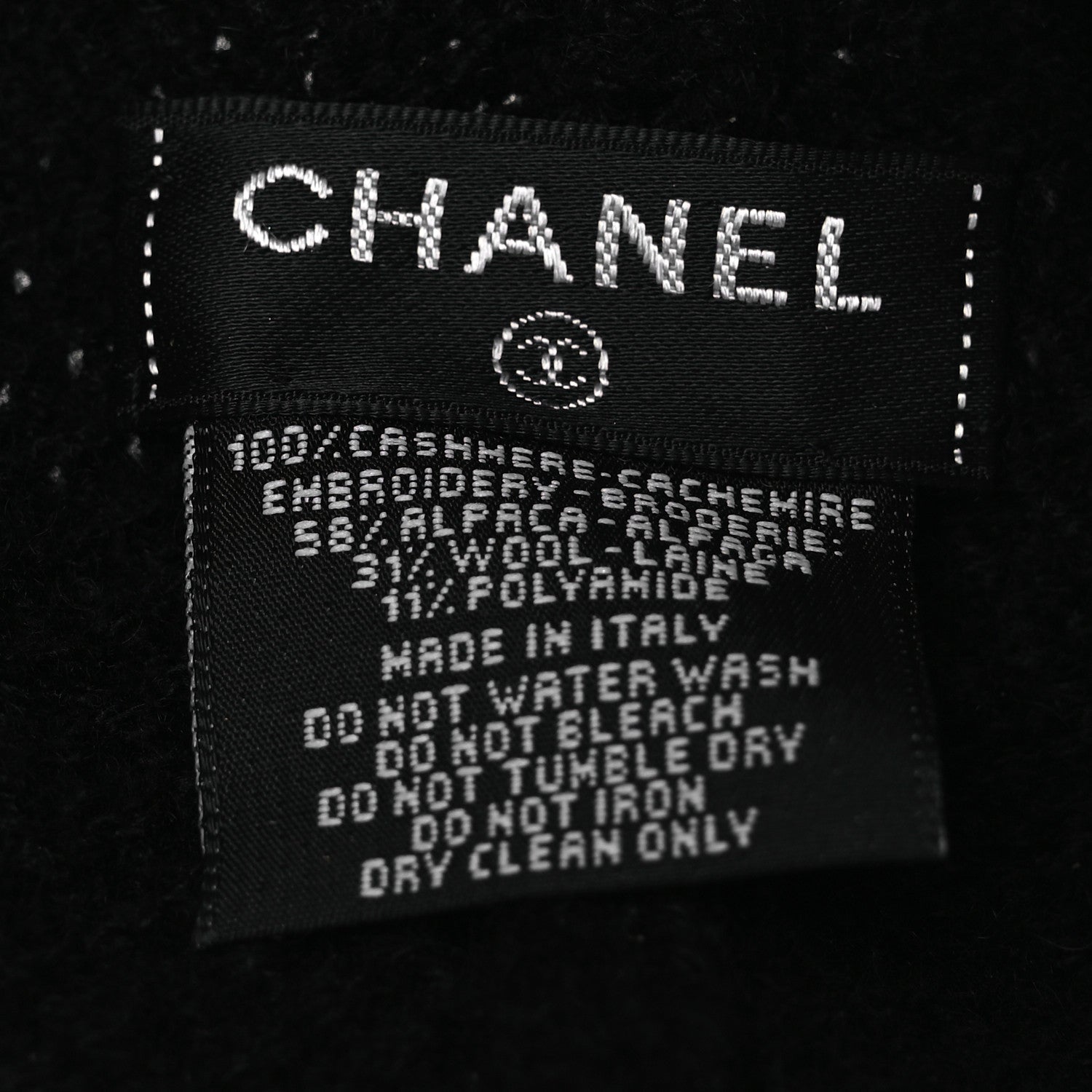 Chanel Cashmere CC Cloche Logo Beanie Hat Black 5 of 5