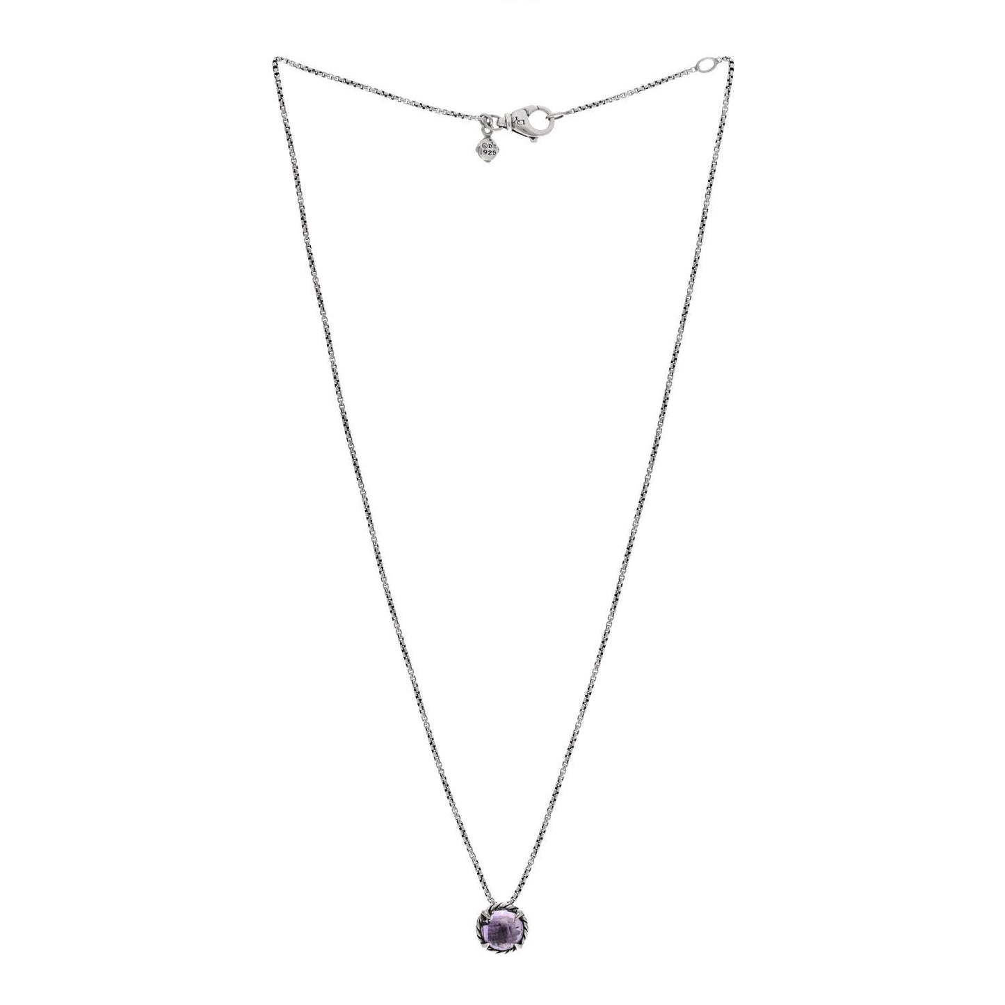 Sterling Silver Amethyst 8mm Petite Chatelaine Pendant Necklace