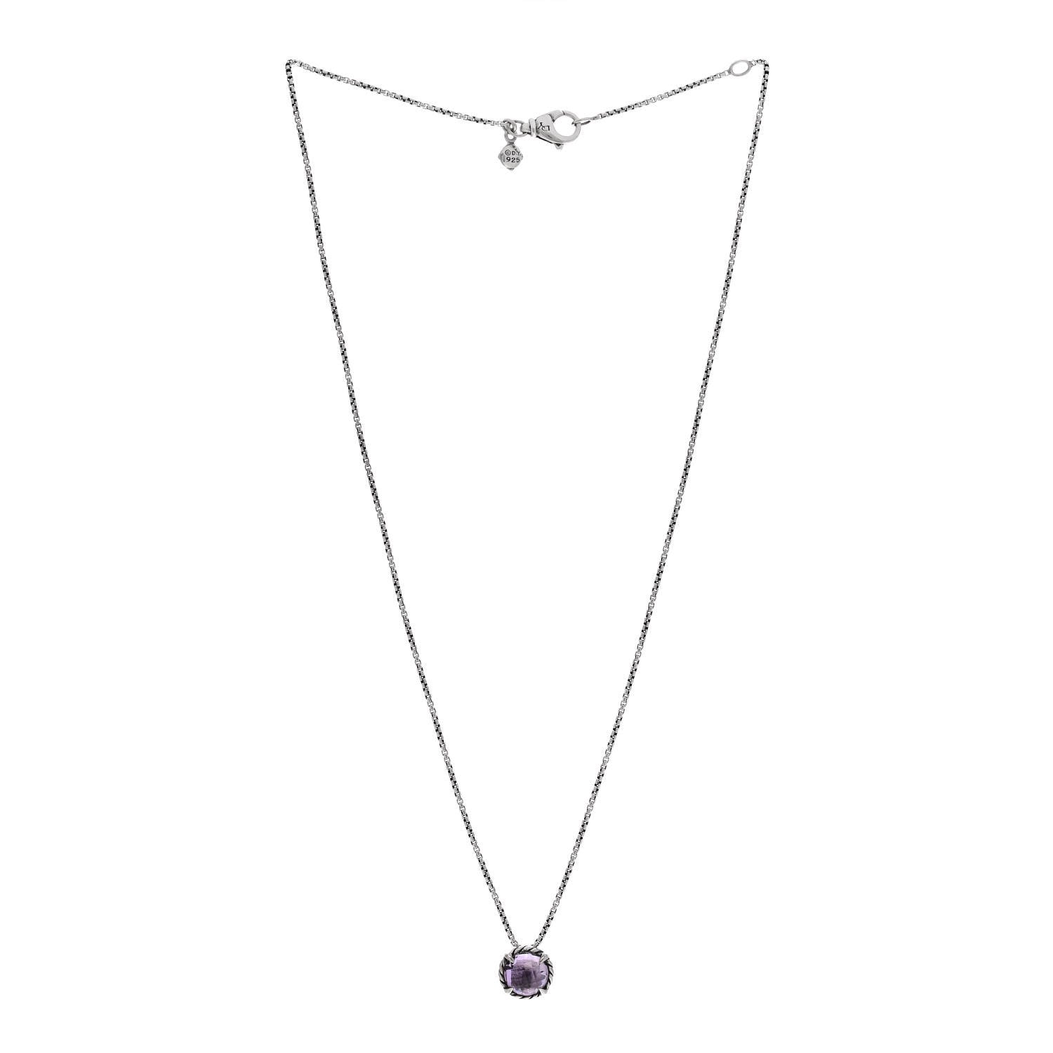 David Yurman Sterling Silver Amethyst 8mm Petite Chatelaine Pendant Necklace 3 of 5
