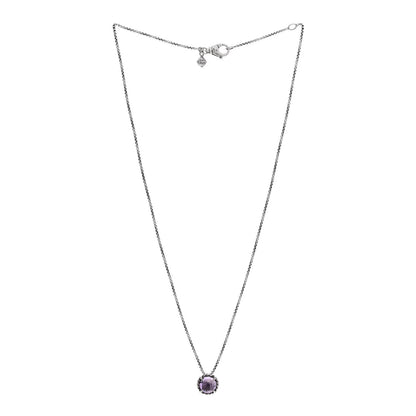 David Yurman Sterling Silver Amethyst 8mm Petite Chatelaine Pendant Necklace 3 of 5