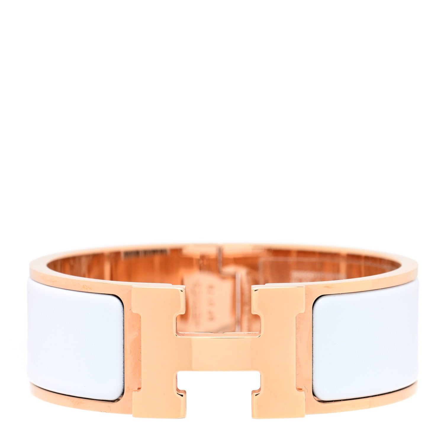 Hermes Enamel Wide Clic Clac H Bracelet GM White 1 of 3