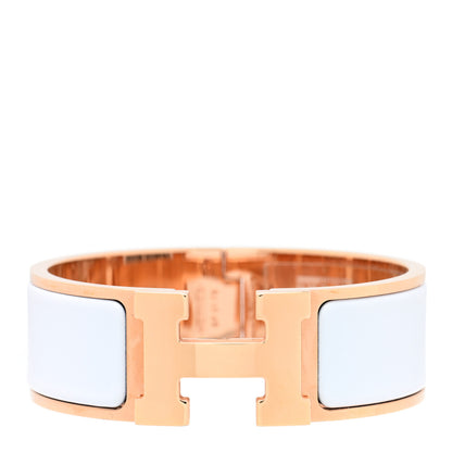 Hermes Enamel Wide Clic Clac H Bracelet GM White 1 of 3