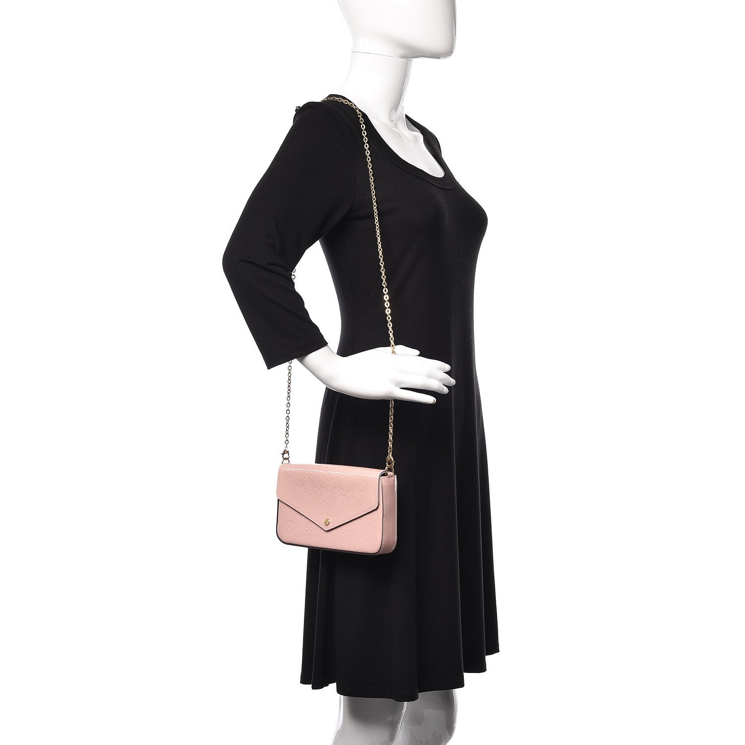 Louis Vuitton Vernis Felicie Chain Wallet Rose Ballerine 2 of 12