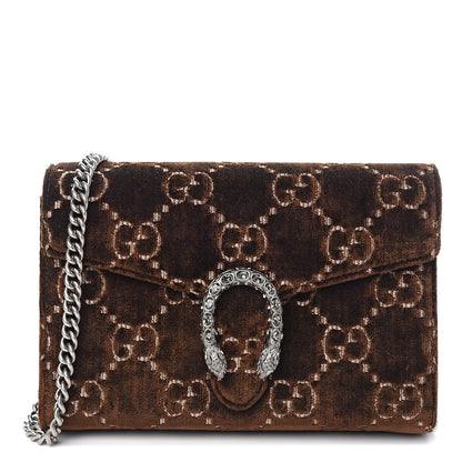 Gucci Velvet GG Monogram Mini Dionysus Chain Wallet Brown 1 of 10