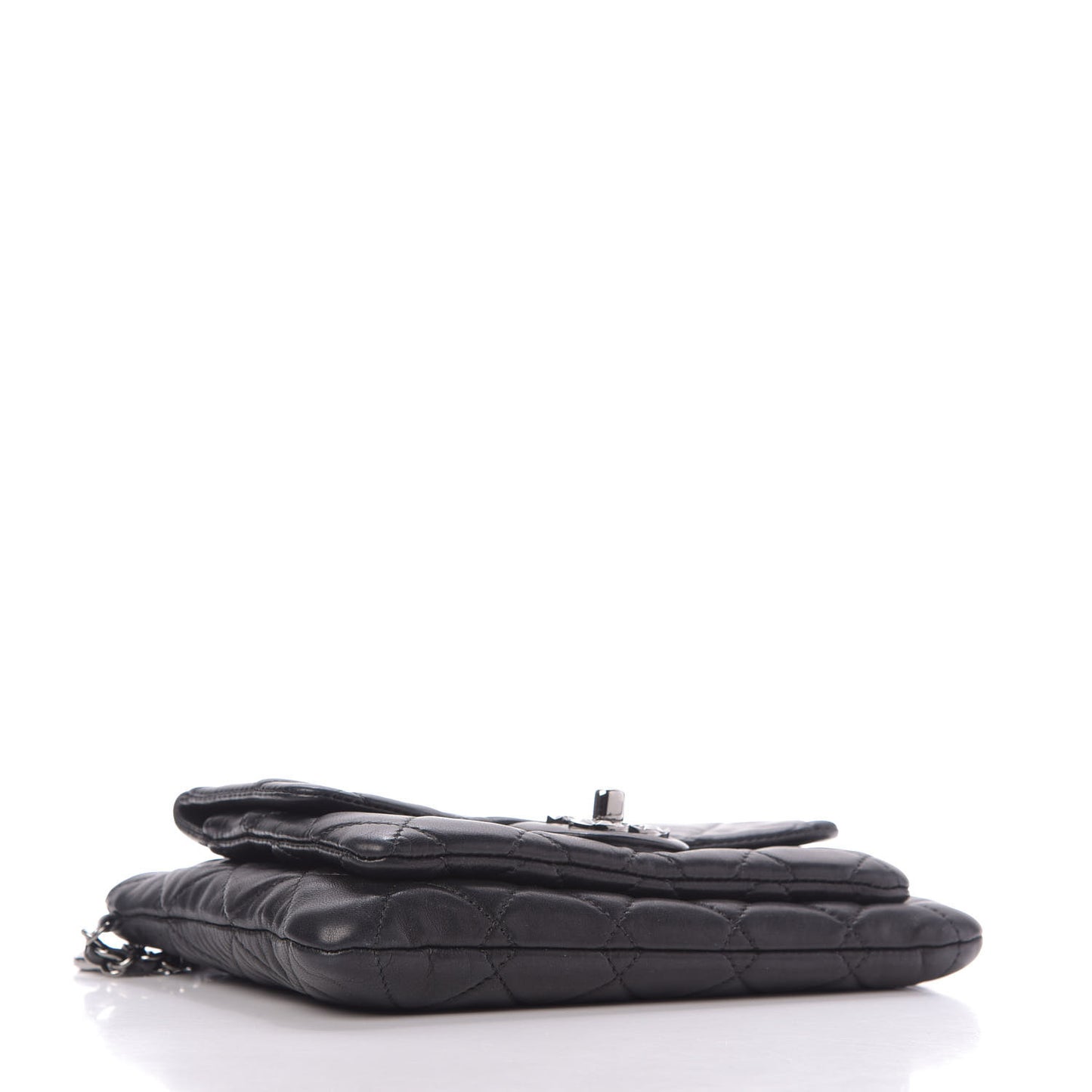 Lambskin Quilted Mineral Nights Flap Wristlet Black