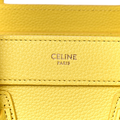 Celine Drummed Calfskin Nano Luggage Citron 5 of 12