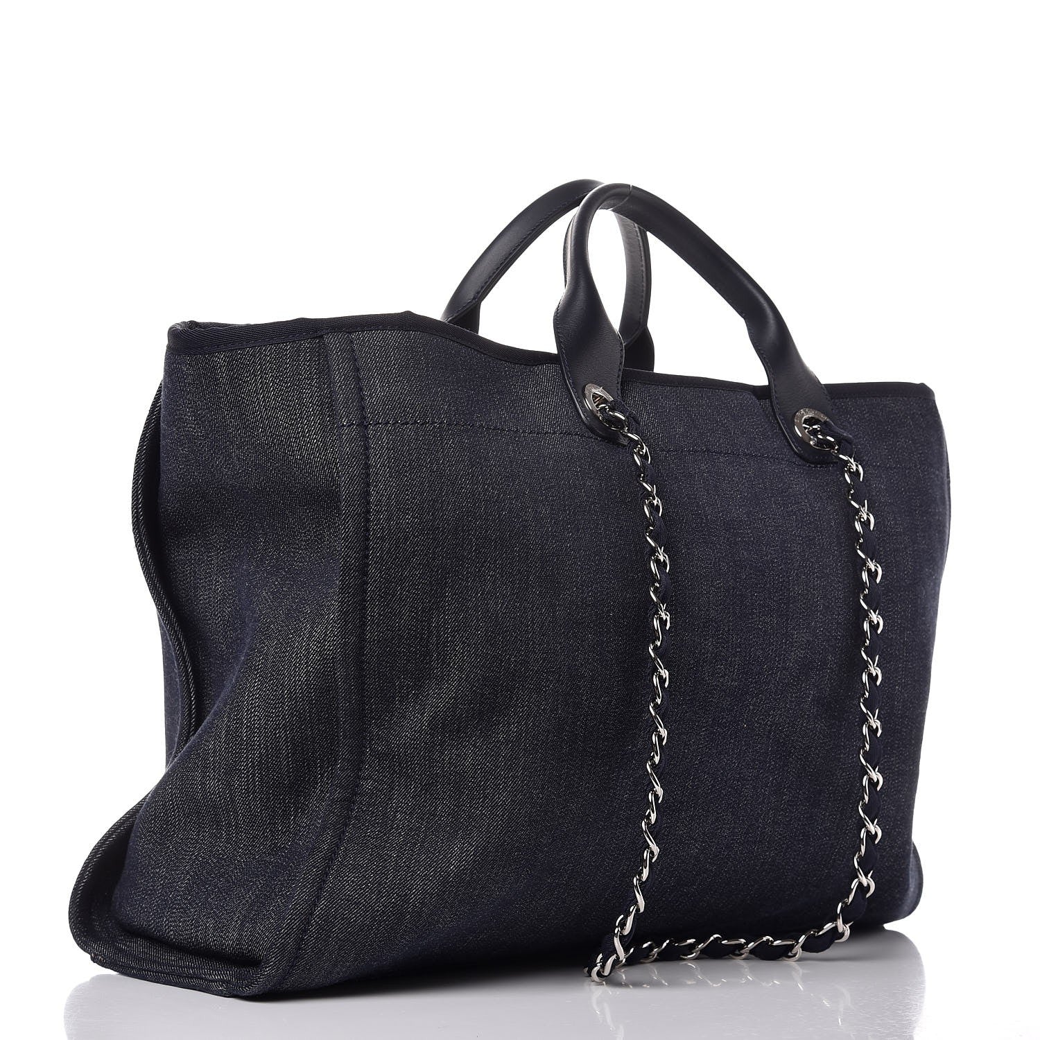 Chanel Denim Large Deauville Tote Blue Orange 3 of 8