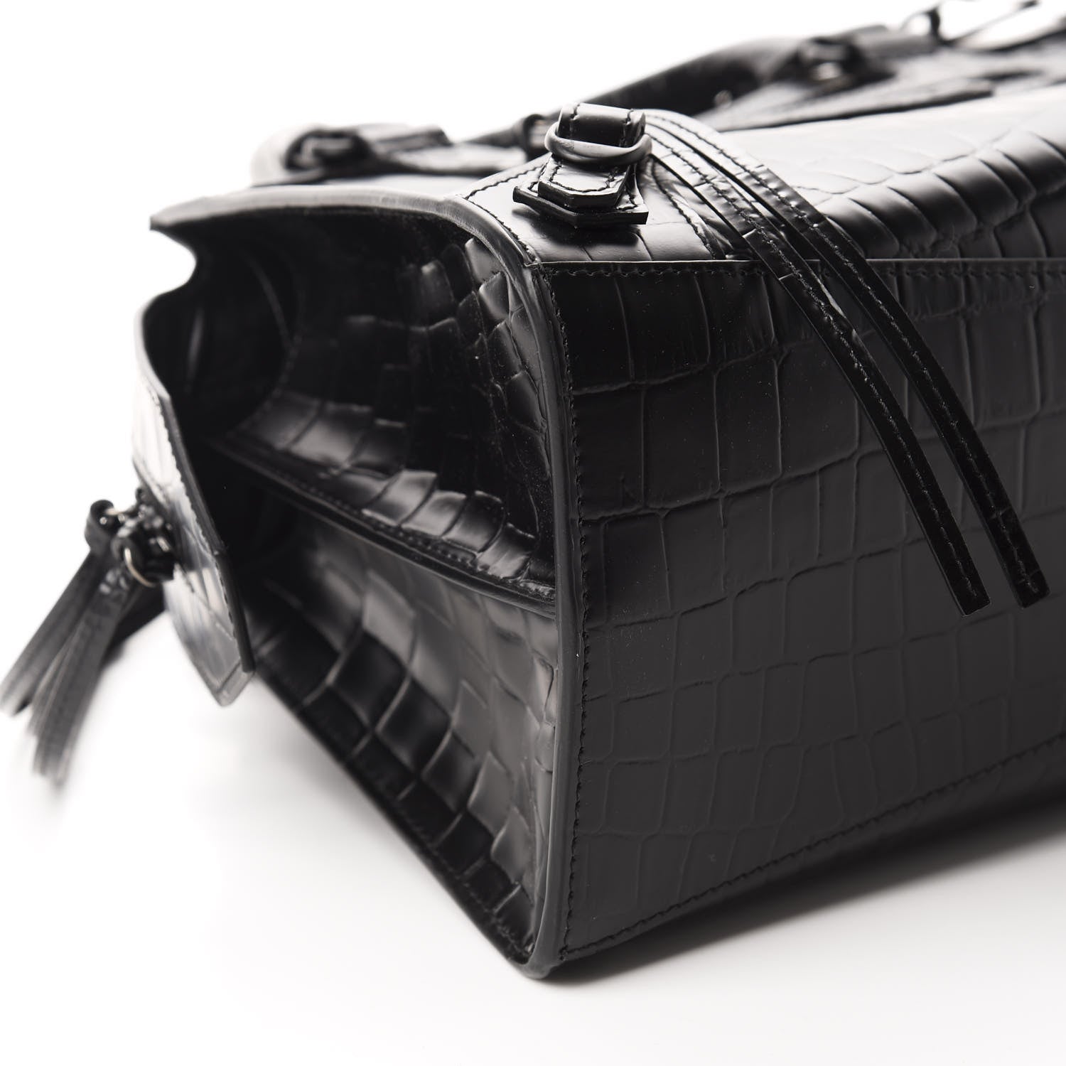 Balenciaga Semi Shiny Calfskin Crocodile Embossed Neo Classic Black Hardware S City Black 6 of 10