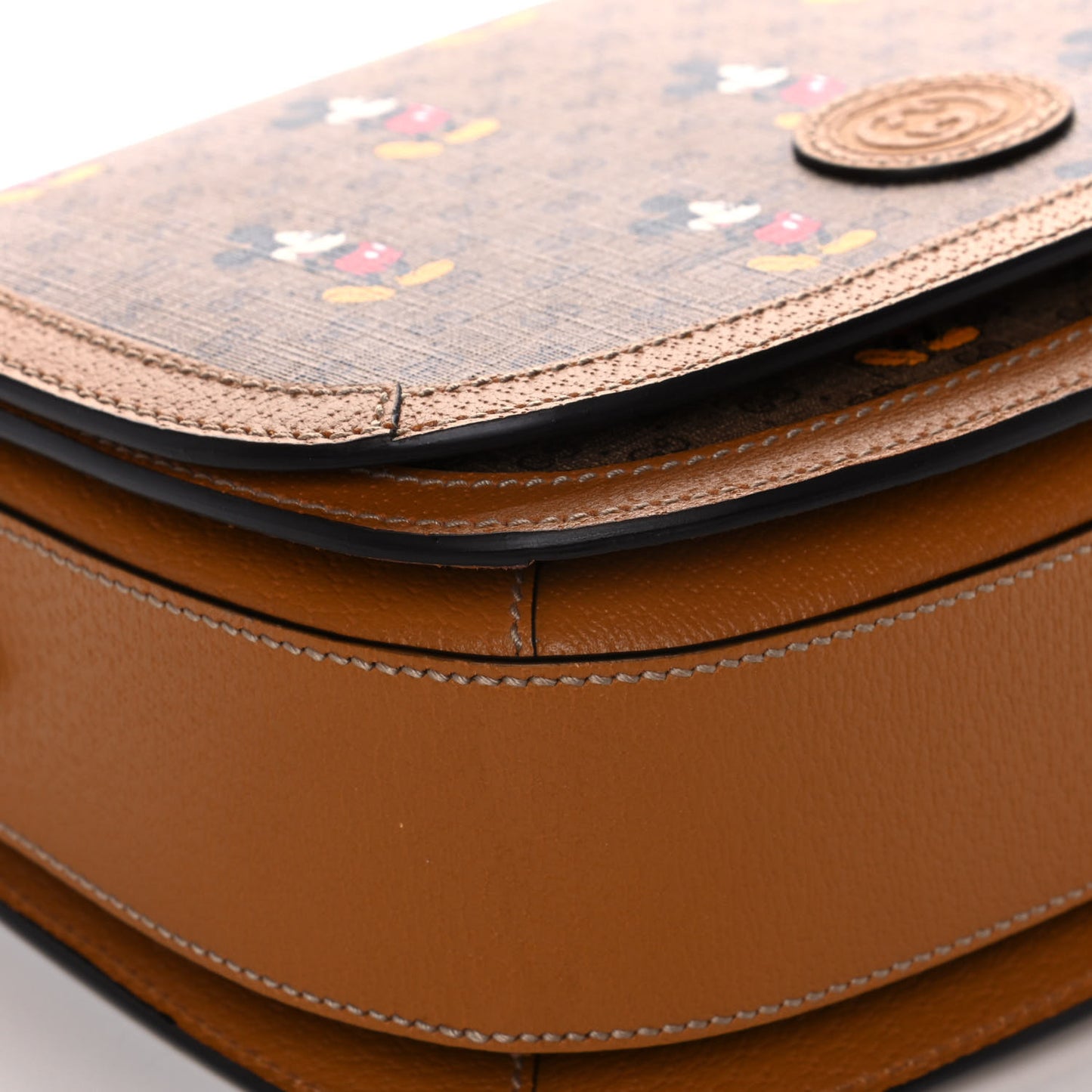 X DISNEY Mini Vintage GG Supreme Monogram Mickey Mouse Small Flap Messenger Bag Beige Vintage Sun Oil