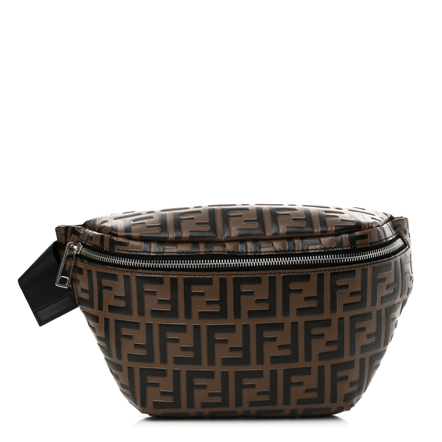 Fendi Vitello Century Bi-Color FF 1974 Embossed Belt Bag Maya Black 1 of 14