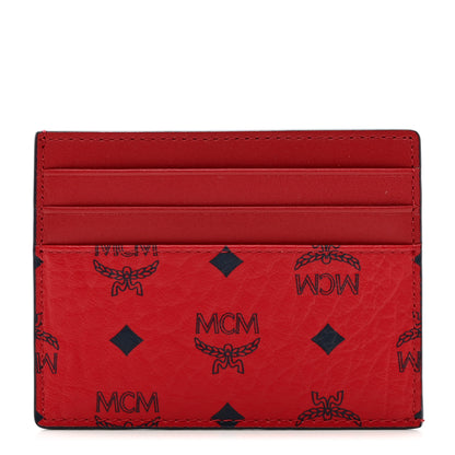 MCM Calfskin Visetos Mini Card Case Ruby Red 1 of 7