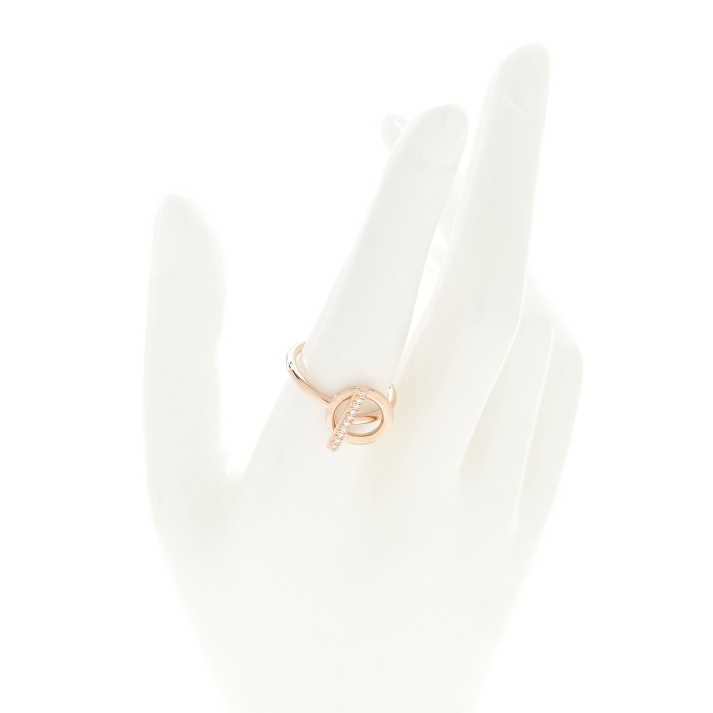 18K Rose Gold Diamond PM Echappee Ring 56 7.75