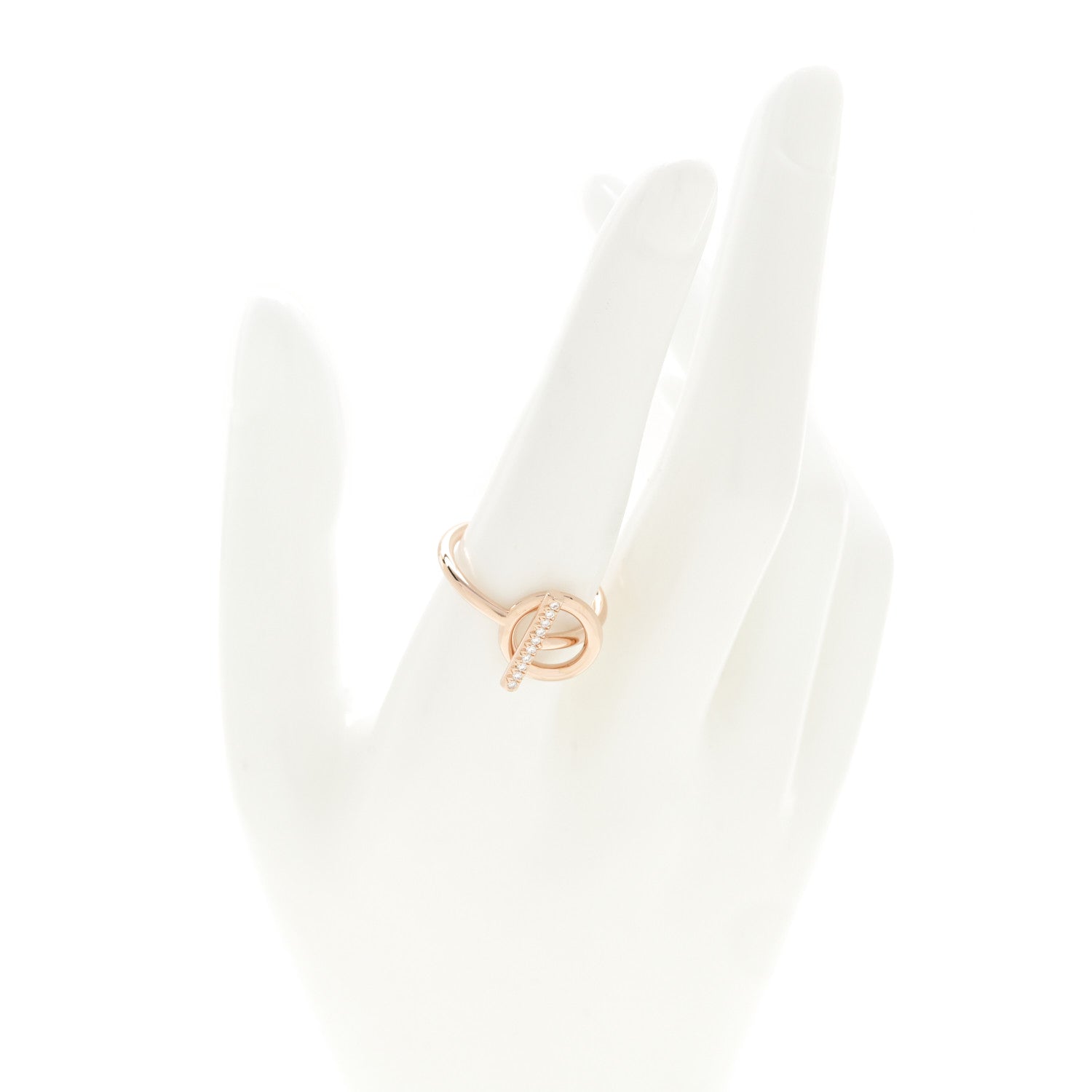 Hermes 18K Rose Gold Diamond PM Echappee Ring 56 7.75 2 of 4