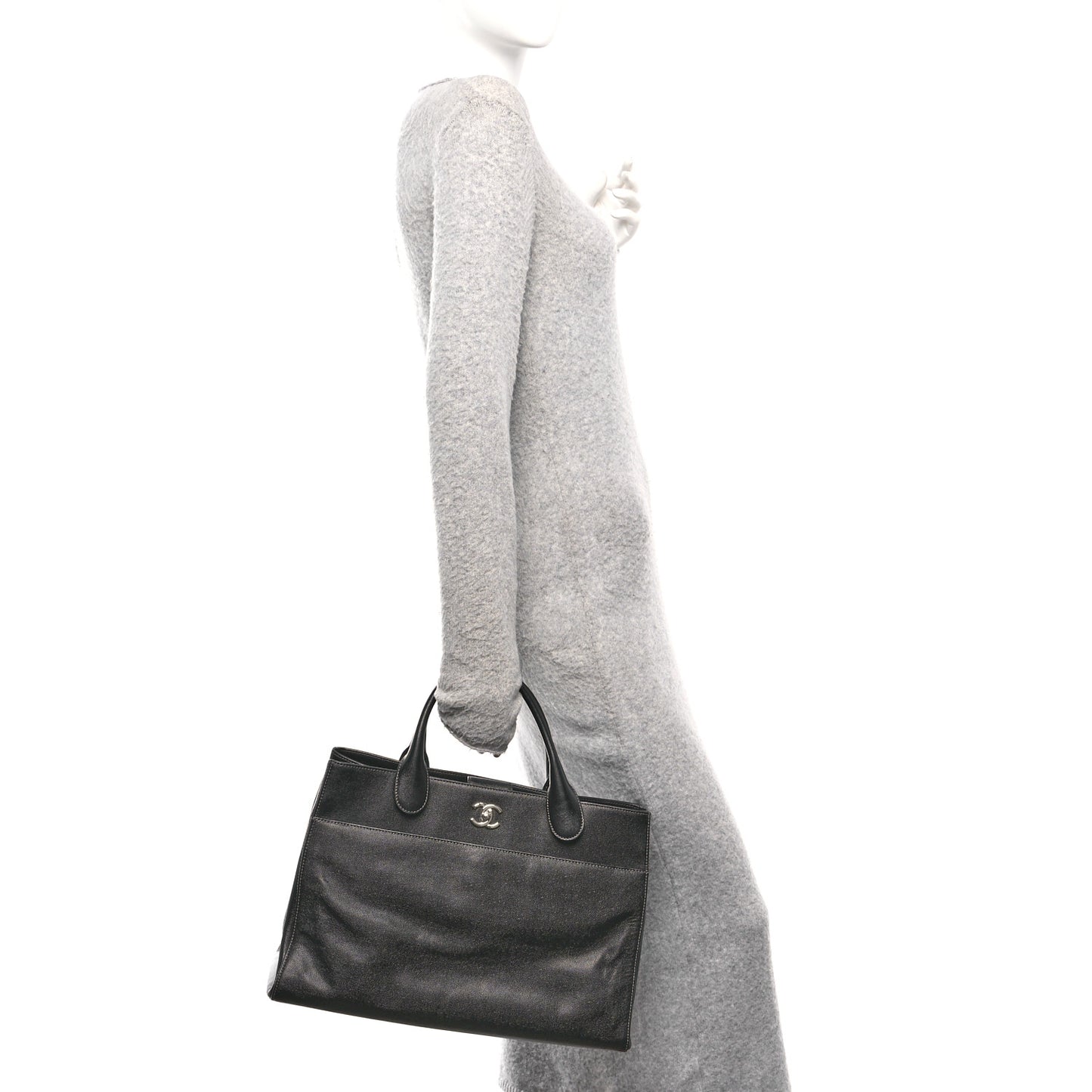 Caviar Medium Cerf Executive Shopper Tote Black