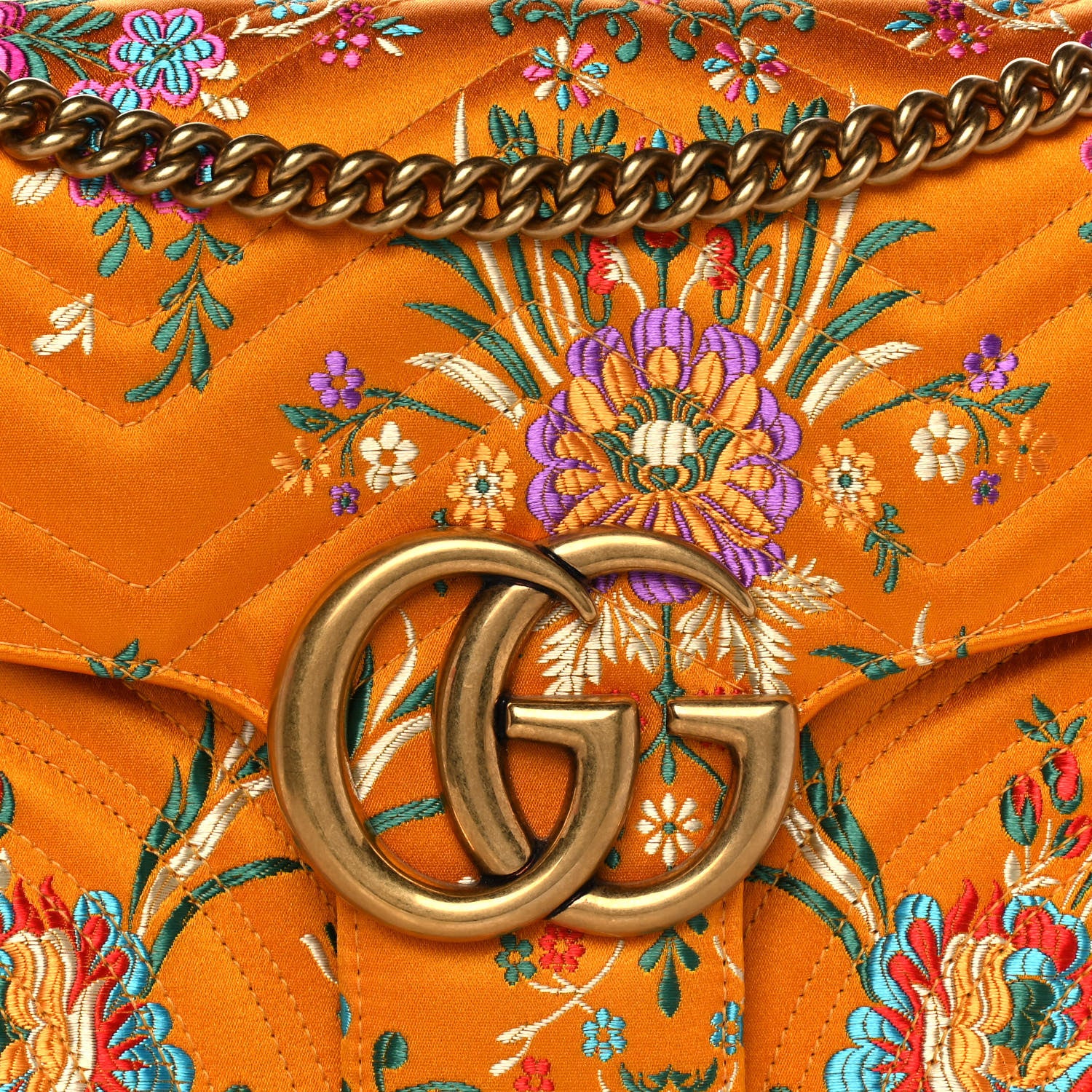 Gucci Jacquard Matelasse Floral Medium GG Marmont Shoulder Bag Yellow 8 of 18