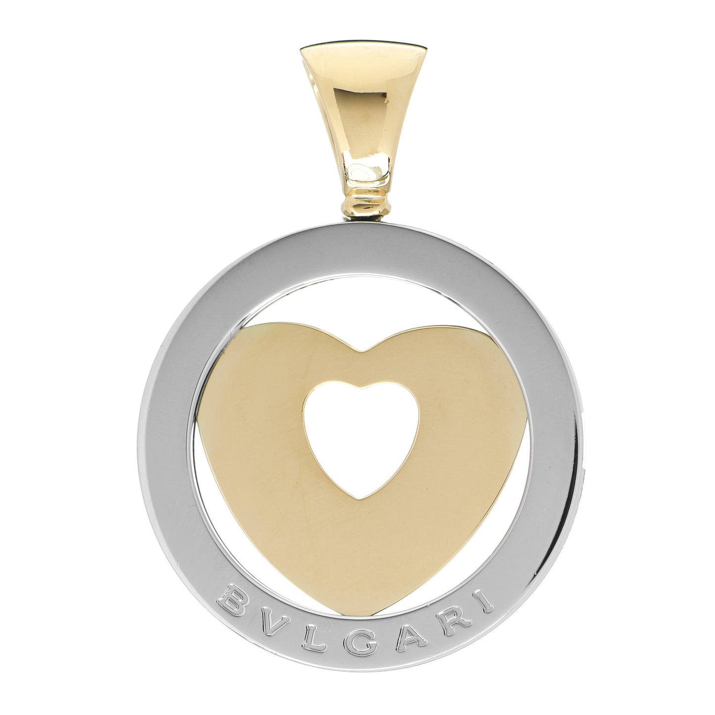 Stainless Steel 18K Yellow Gold Tondo Heart Pendant
