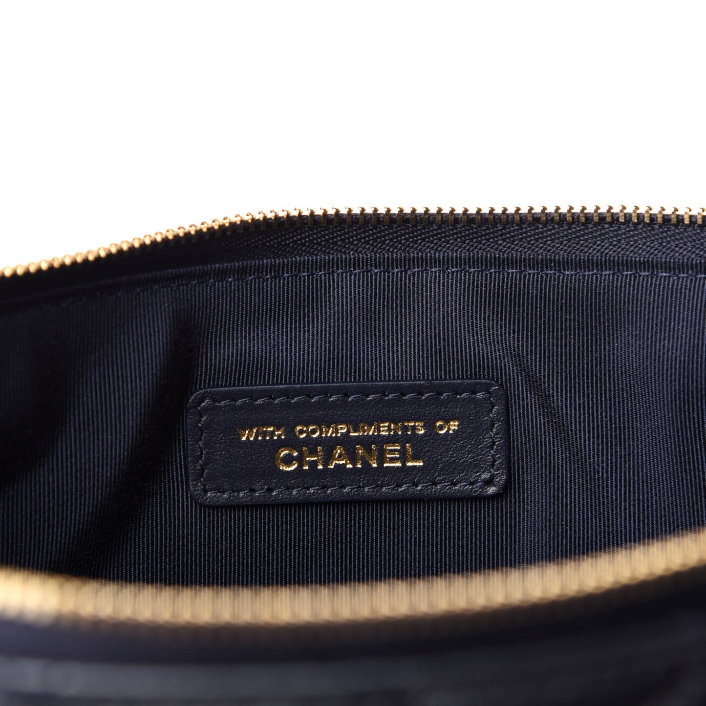 Lambskin Quilted Pearl Crush Medium Cosmetic Case Dark Blue
