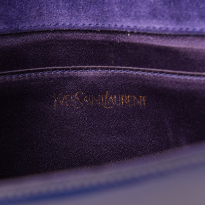 Saint Laurent Patent Calfskin Monogram Large Belle De Jour Clutch Royal Blue 8 of 11