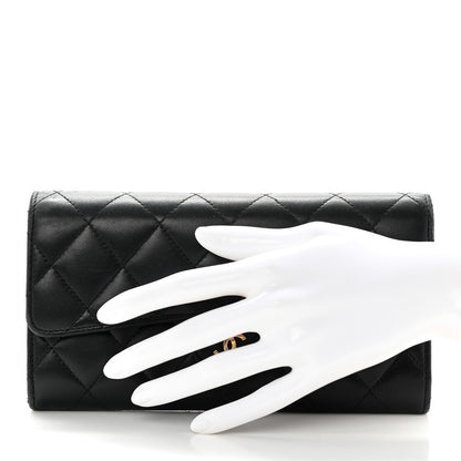 Chanel Lambskin Quilted Large Flap Gusset Wallet Black 2 of 19