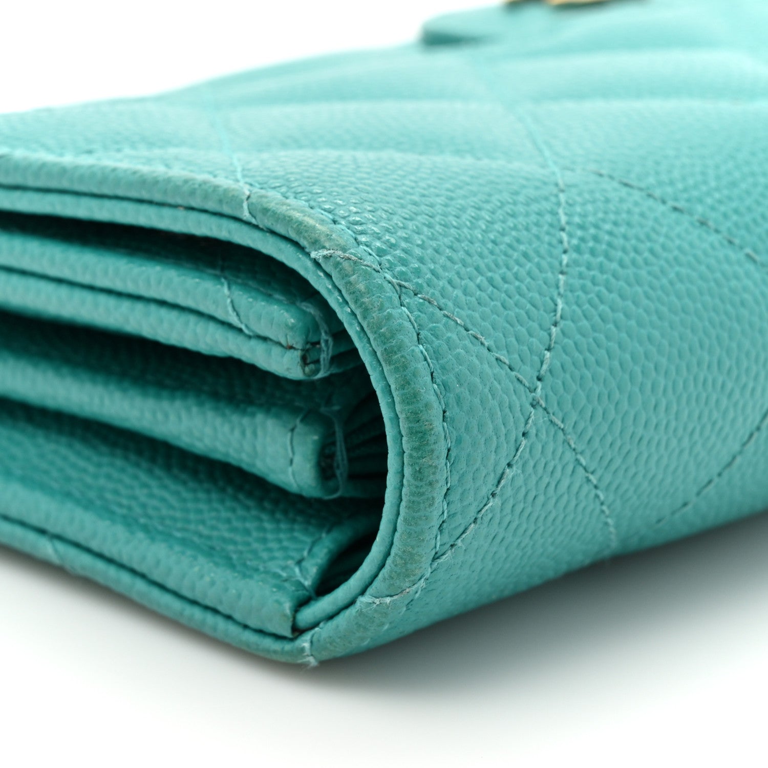 Chanel Caviar Quilted Large Gusset Flap Wallet Turquoise 17 of 21
