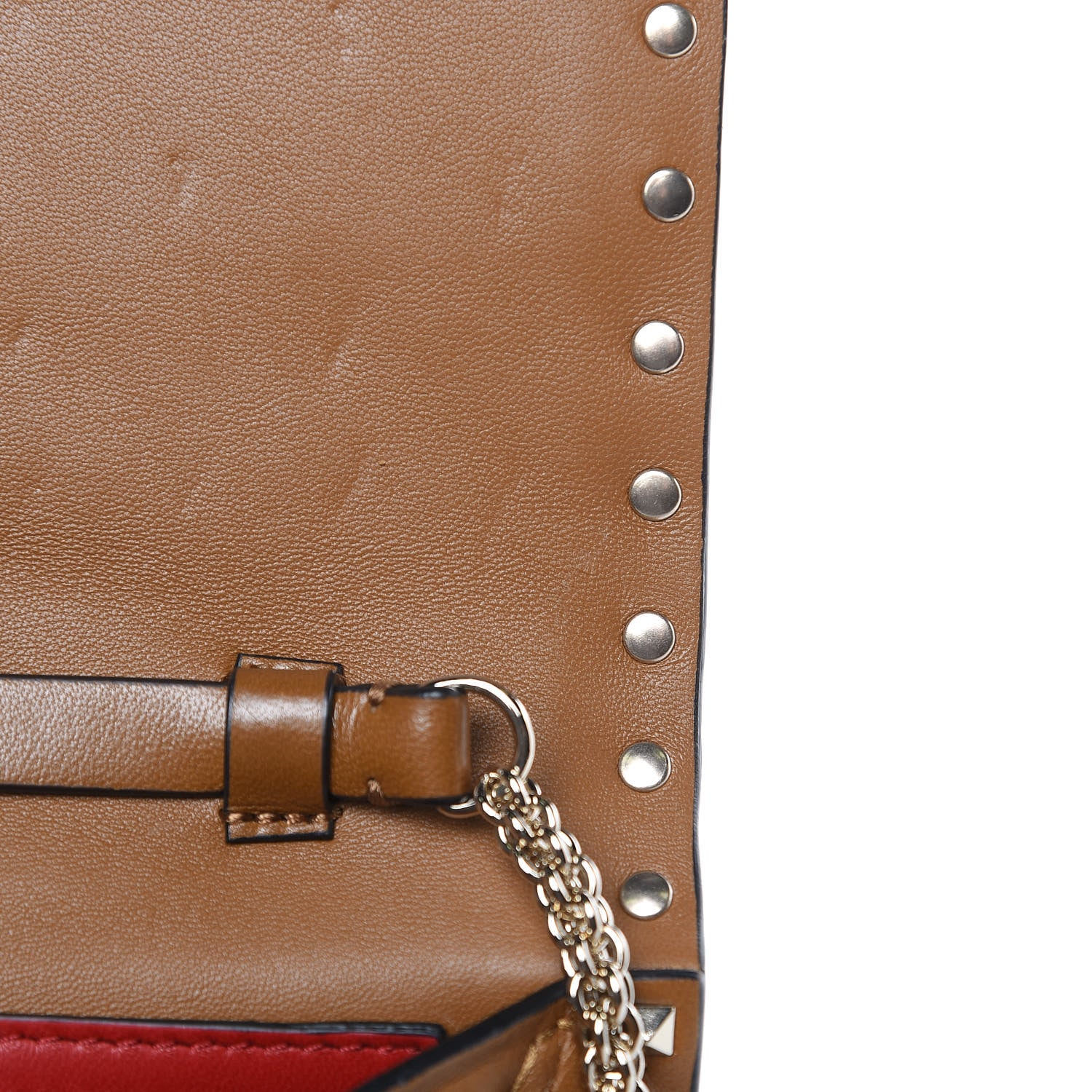 Valentino Garavani Nappa Rockstud Spike Wallet On Chain Bright Cognac 10 of 12