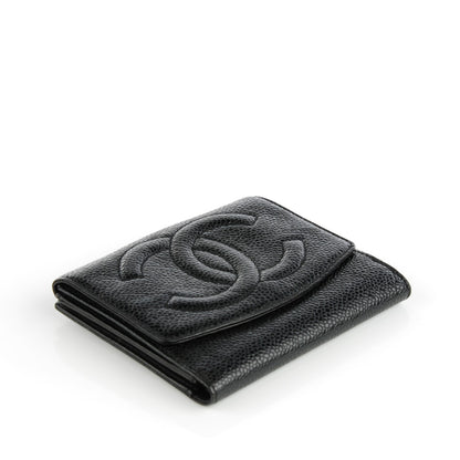Chanel Caviar Timeless CC Compact French Wallet Black 4 of 8