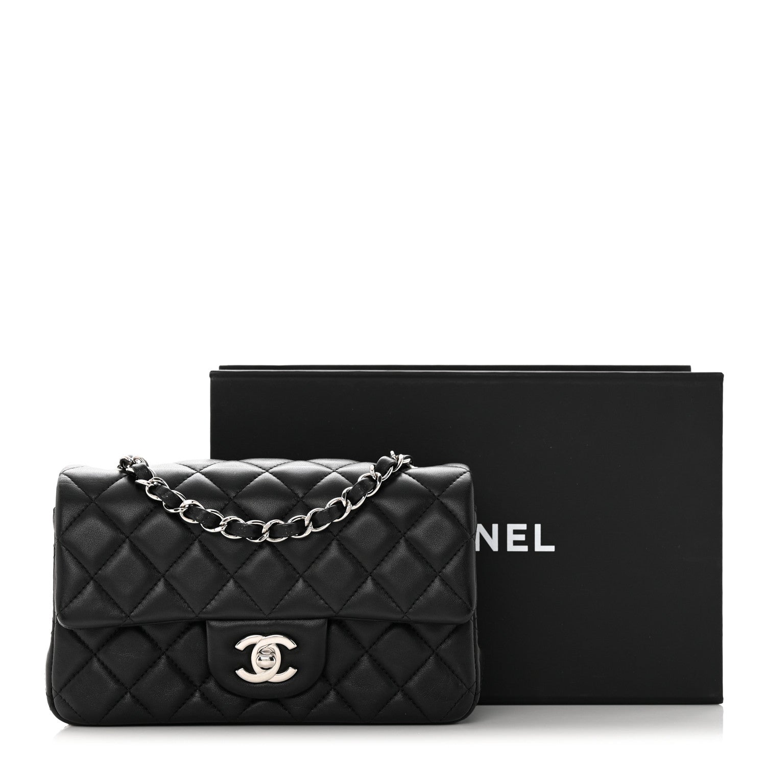 Chanel Lambskin Quilted Mini Rectangular Flap Black 16 of 16