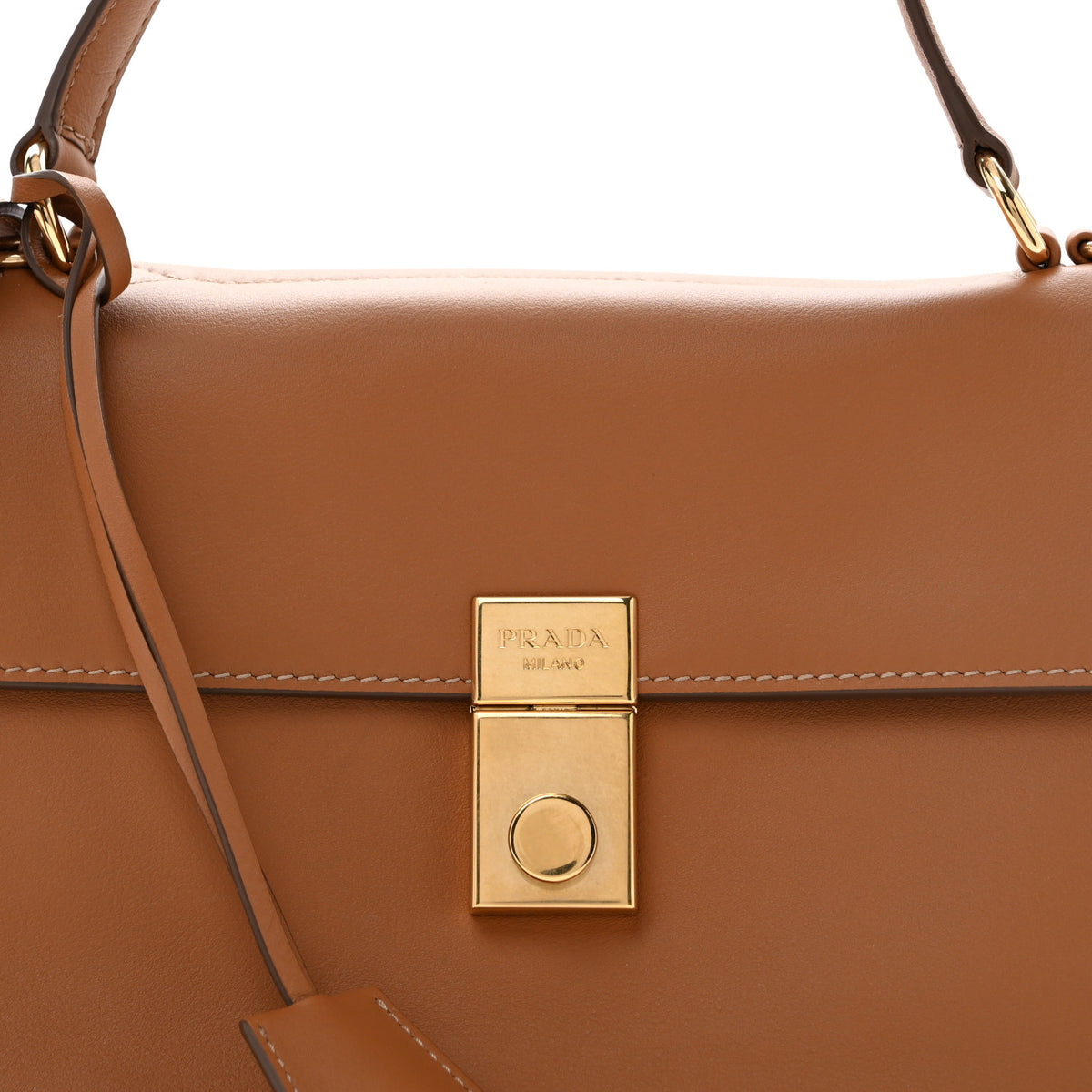 Prada Calfskin Medium Soft Sound Shoulder Bag Caramel 9 of 12