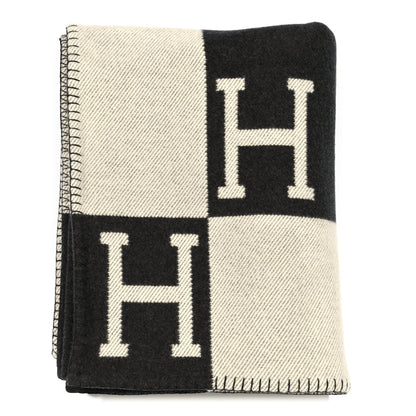 Hermes Wool Cashmere Avalon Blanket Ecru Gris Fonce 1 of 3