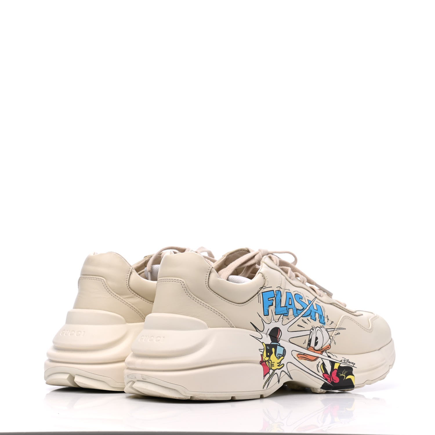 Gucci X DISNEY Calfskin Donald Duck Mens Rhyton Sneakers 10 Ivory 4 of 9