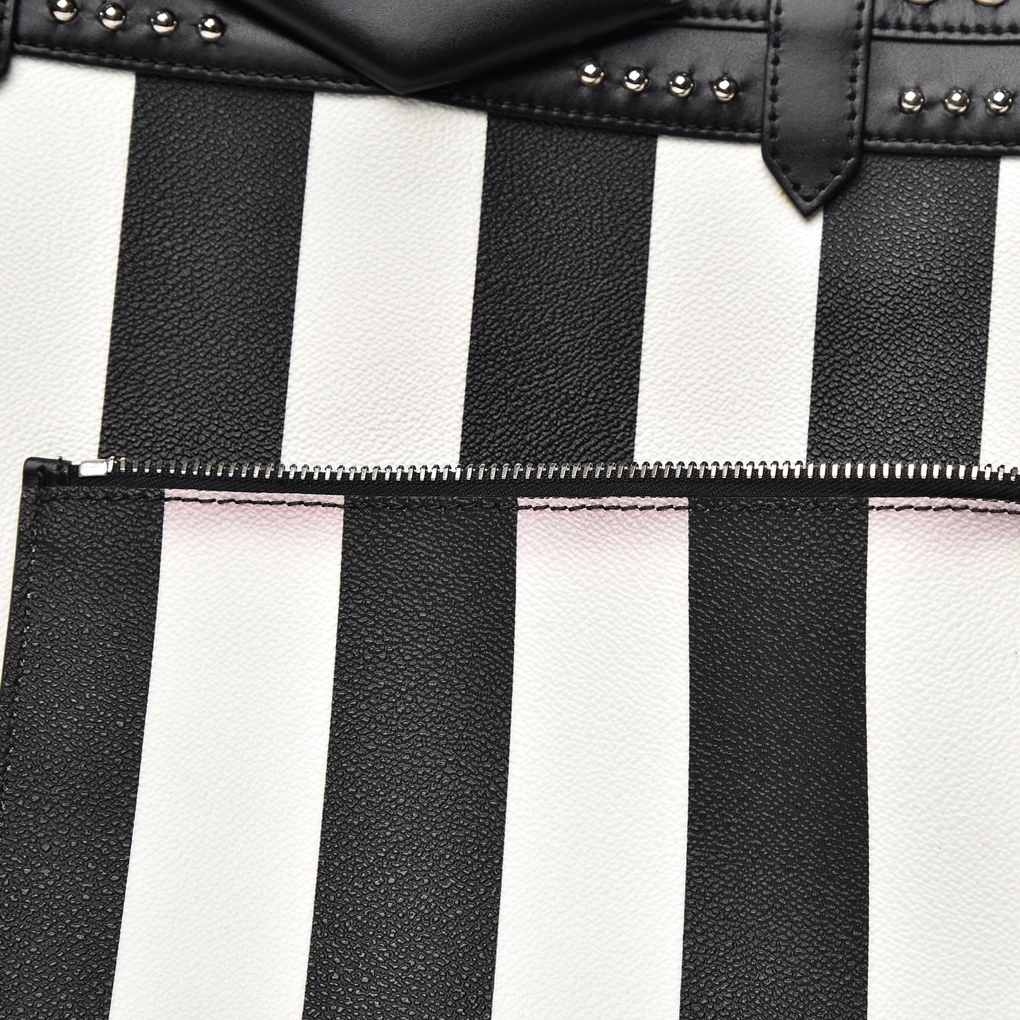 Coated Canvas Striped Large Antigona Tote Black White