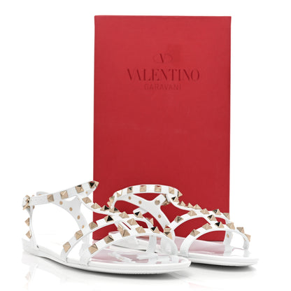 Valentino Garavani PVC Jelly Rockstud Caged Flat T-Strap Sandals 41 Optic White 9 of 9