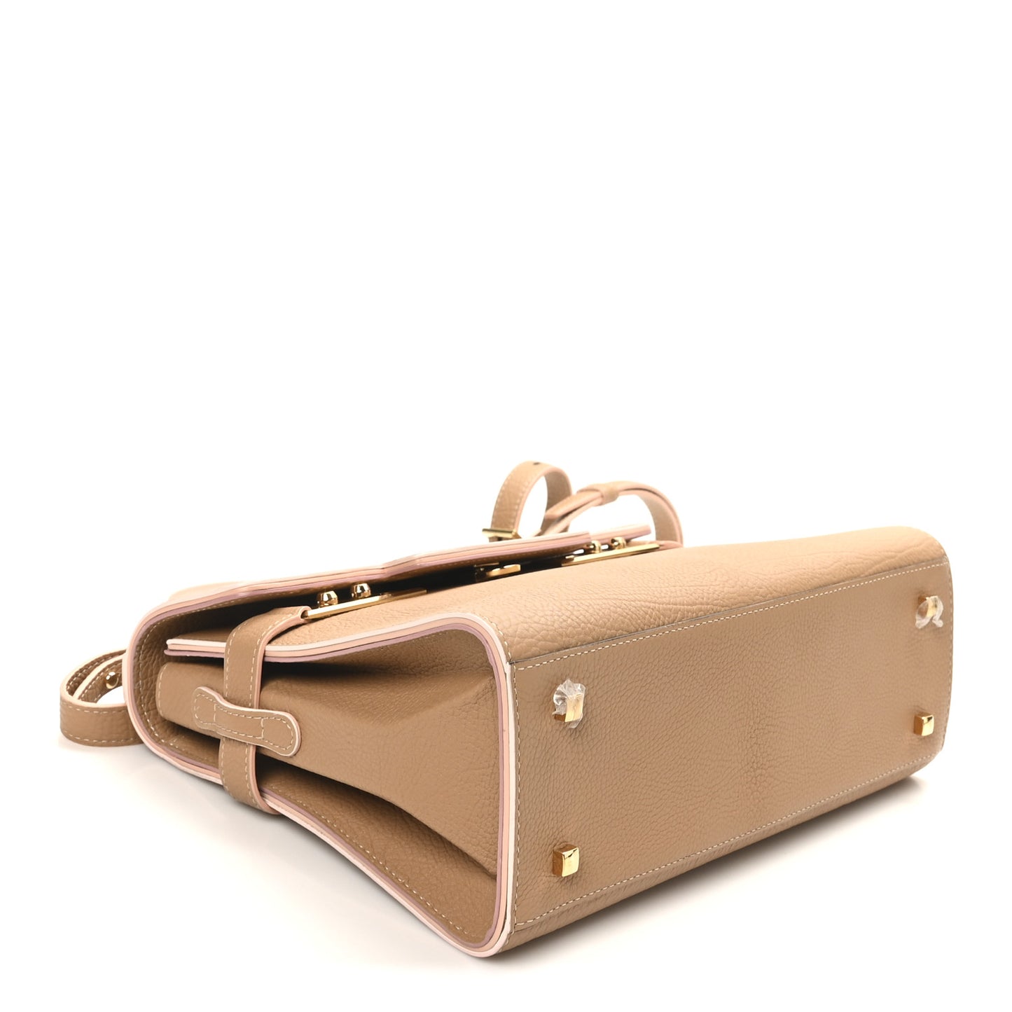 Crispy Calfskin MM Tempete Satchel Beige