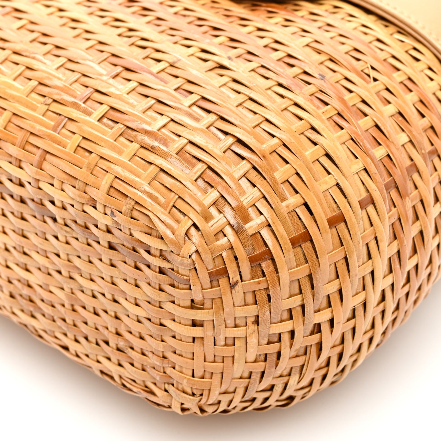Lambskin Straw Basket Shoulder Bag Beige