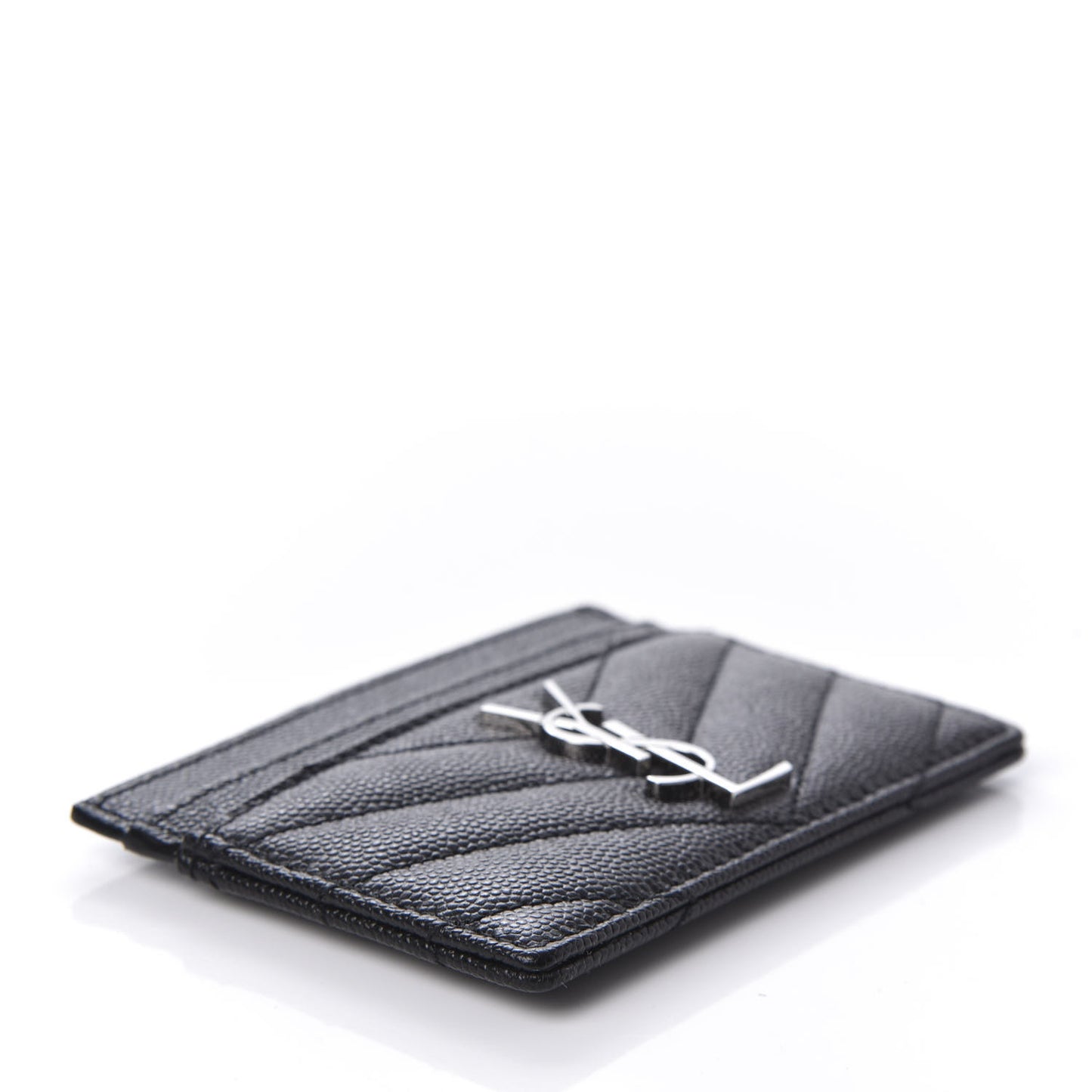 Grain De Poudre Matelasse Chevron Monogram Credit Card Case Black