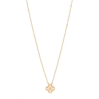 Van Cleef & Arpels 18K Yellow Gold Diamond Vintage Alhambra Pendant Necklace 1 of 7