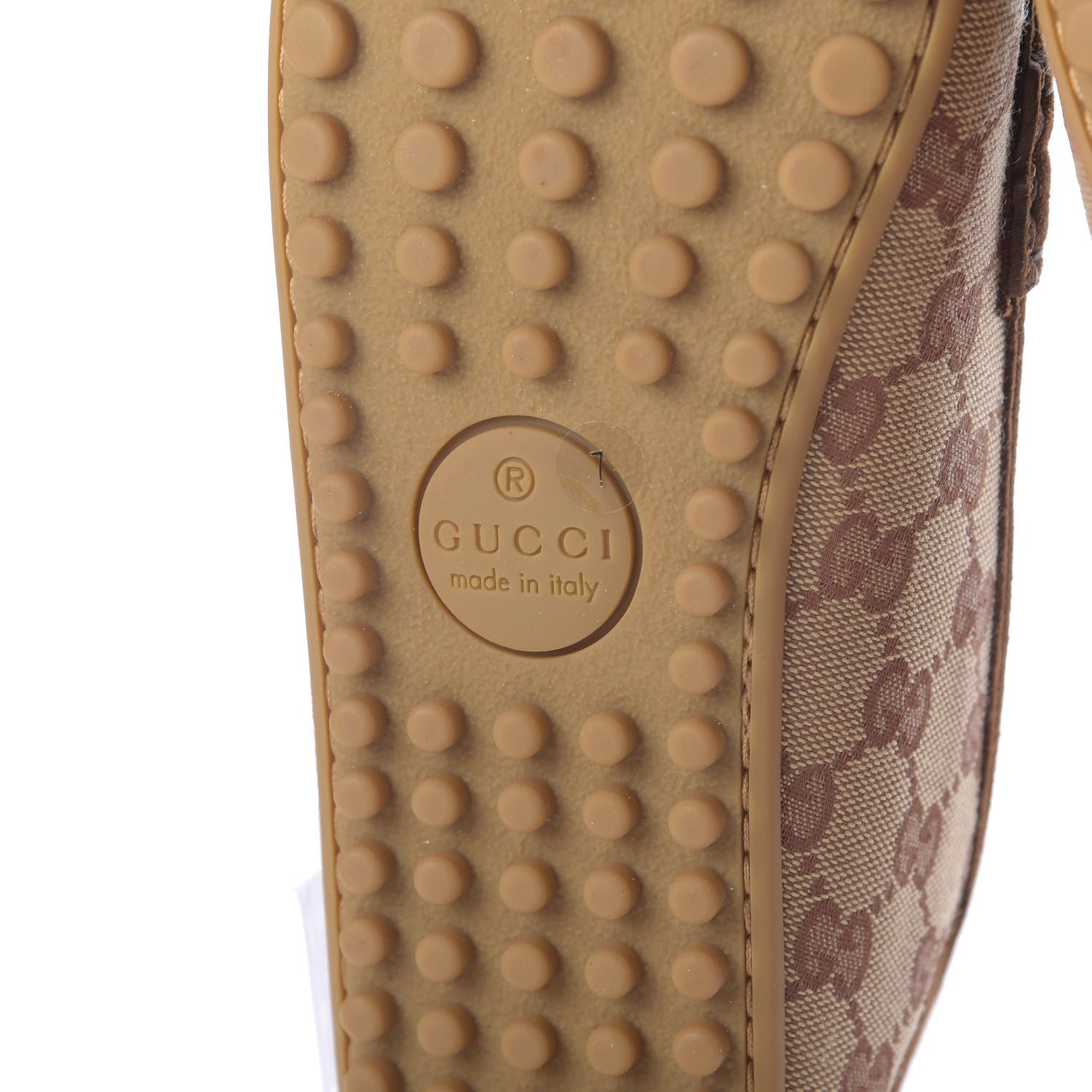 Gucci GG Monogram Suede Mens Driver Loafers 7 Beige Ruggine Cuir 10 of 12