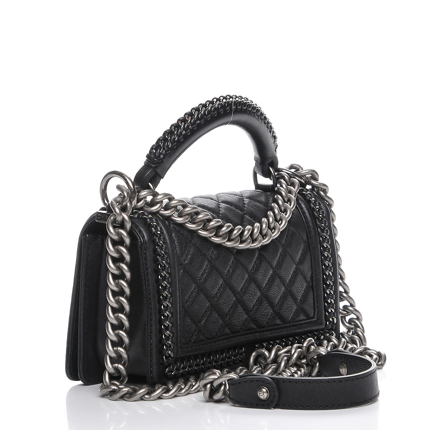 Chanel Calfskin Quilted Small Boy Handle Flap Black 4 of 9
