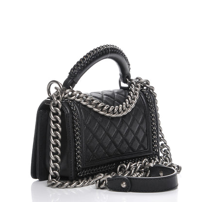 Chanel Calfskin Quilted Small Boy Handle Flap Black 4 of 9