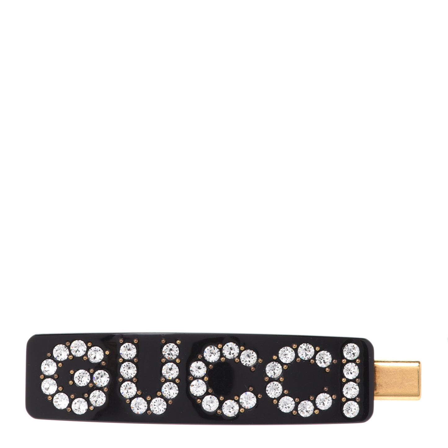 Resin Crystal Single Hair Barrette Black