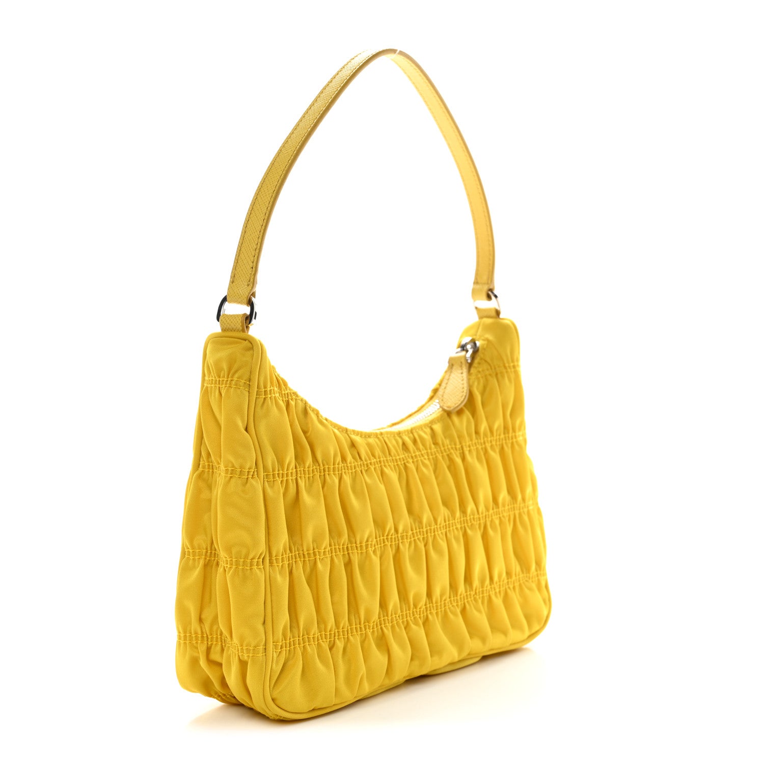 Prada Tessuto Nylon Gaufre Shoulder Bag Giallo 4 of 21