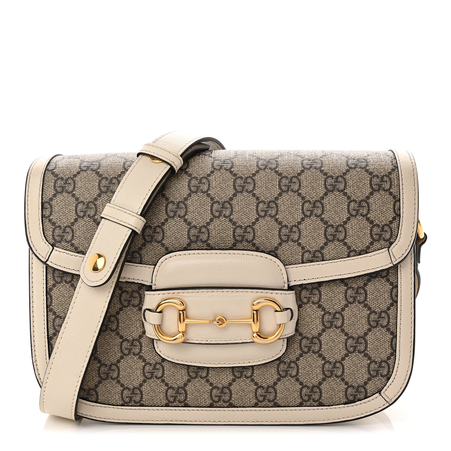 GG Supreme Monogram Horsebit 1955 Shoulder Bag Beige Mystic White