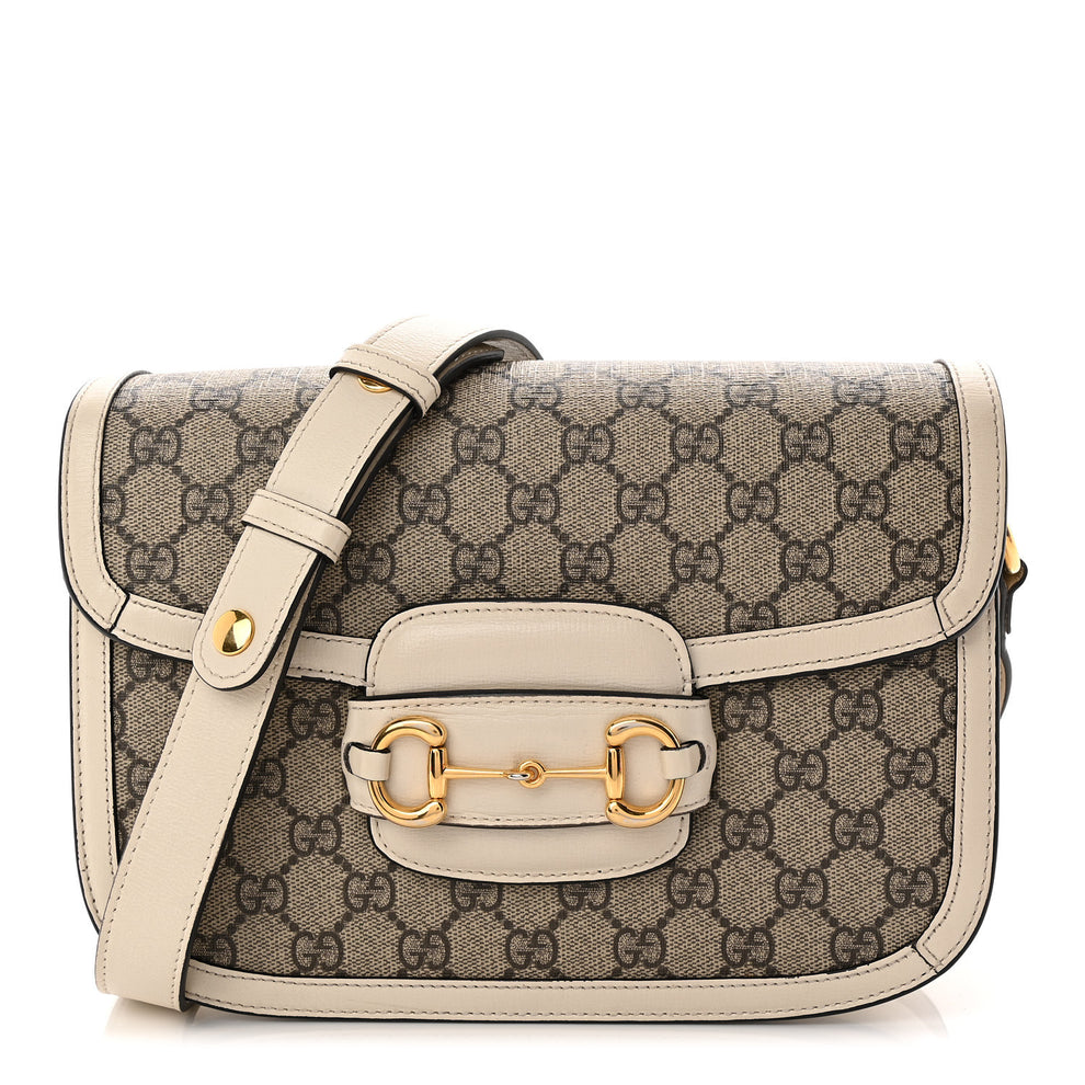 Gucci GG Supreme Monogram Horsebit 1955 Shoulder Bag Beige Mystic White ...