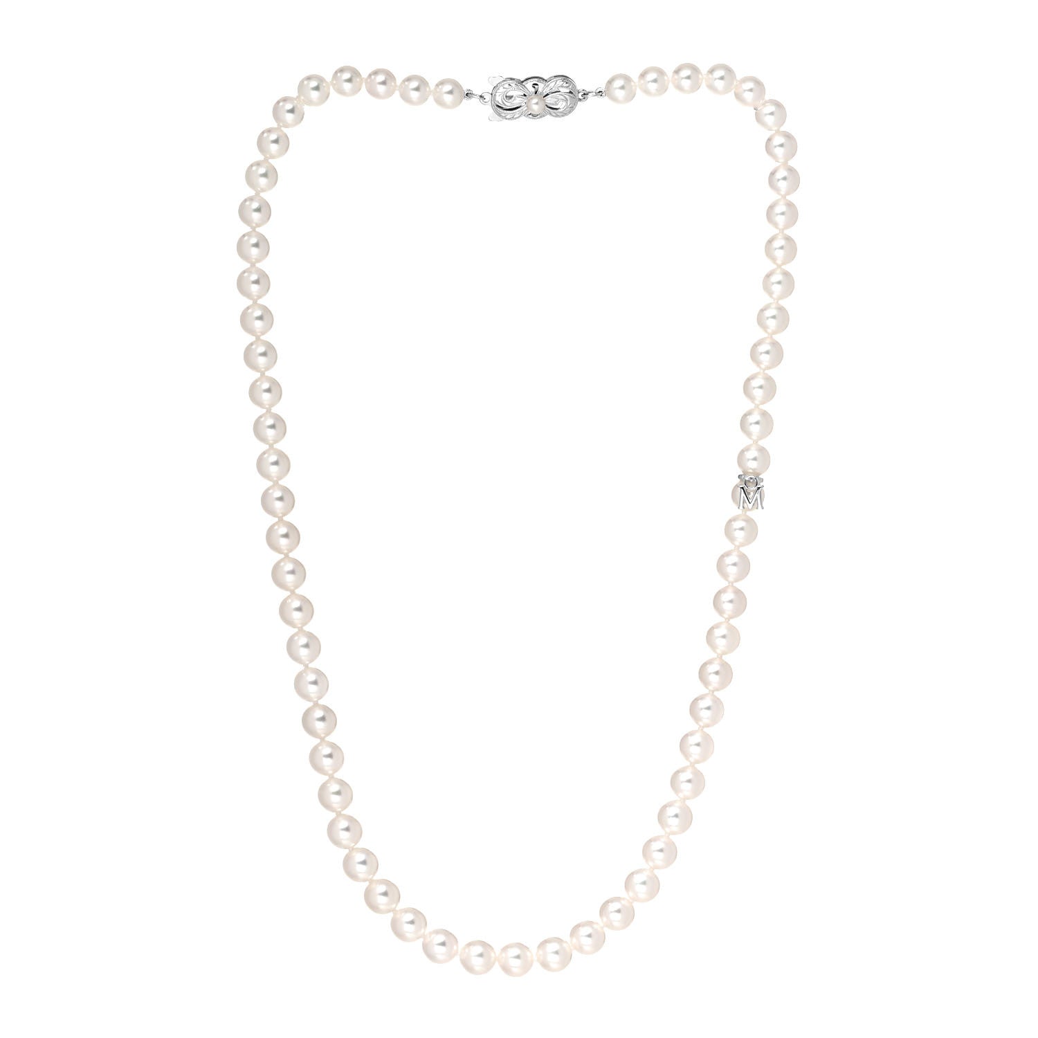 Mikimoto 18K White Gold Akoya Pearl 6-7mm Strand Necklace 17.5" 3 of 4