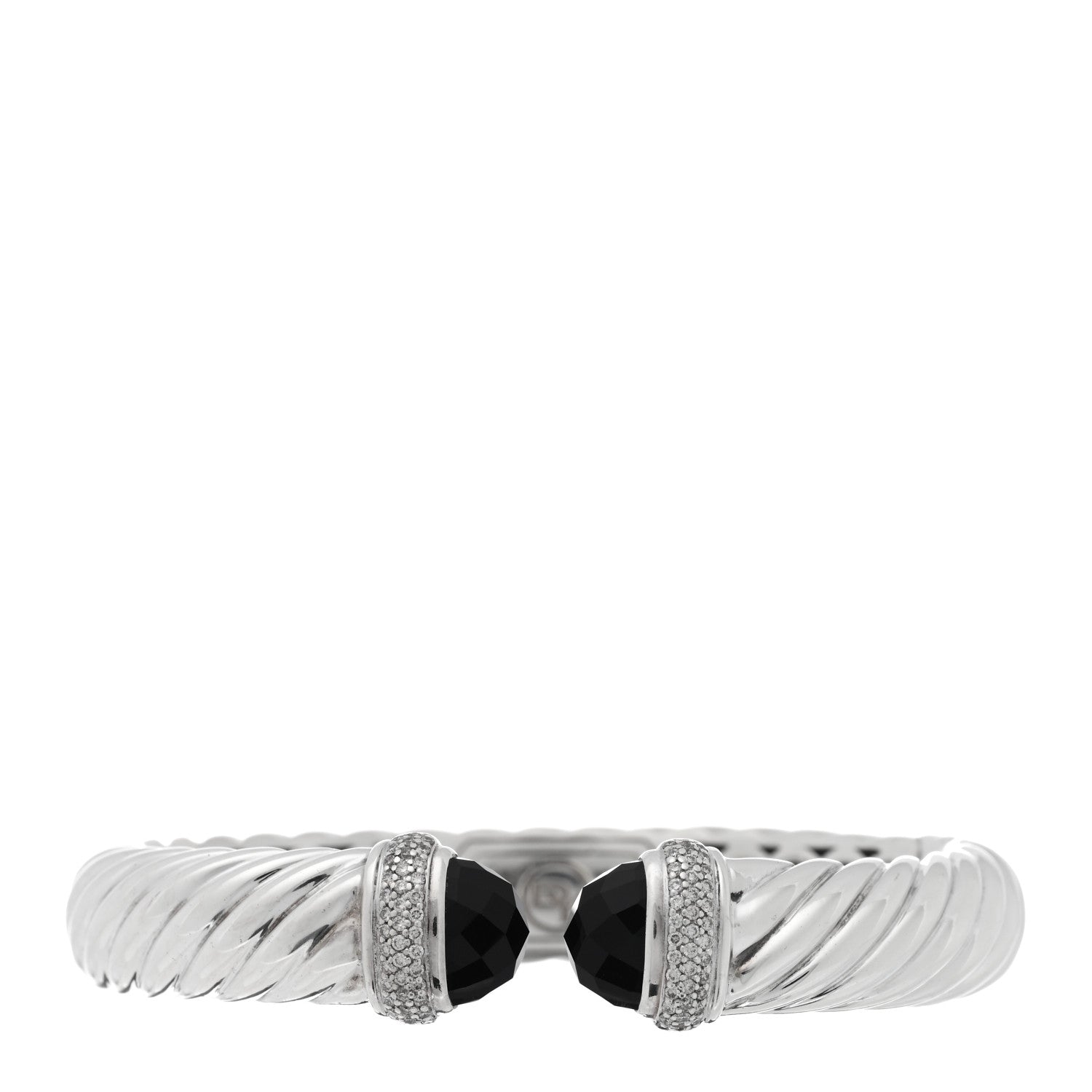 David Yurman Sterling Silver Diamond Black Onyx 10mm Waverly Bracelet 1 of 3