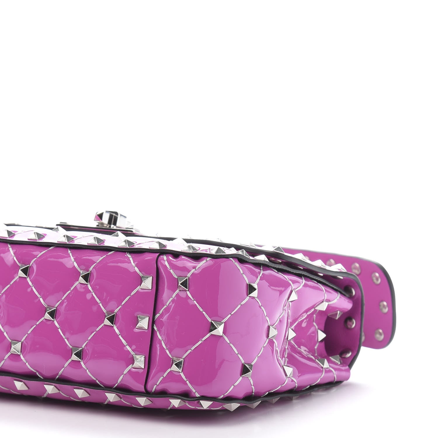 Valentino Garavani Patent Small Rockstud Spike Shoulder Bag Radiant Orchid 8 of 9